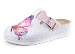 ELENA EDEN, klassische Damen-Clogs, Weite, G, mit verstellbarer Schliesse WEISS-BUNT