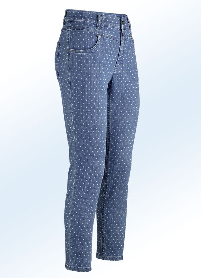 Jeans mit angesagter Punktedessinierung JEANSBLAU