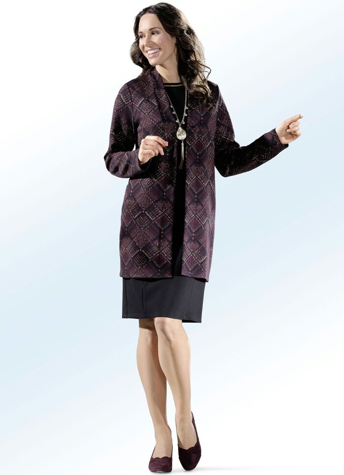 Kleid mit Jacke mit goldfarbenem Glanzgarn 