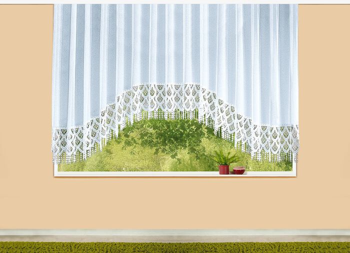 C-Bogen-Vorhang mit Plauener Spitze 