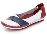 Gemini, klassische Damen-Slipper, Weite G, mit herausnehmbarem Fussbett WEISS-ROT-MARINE