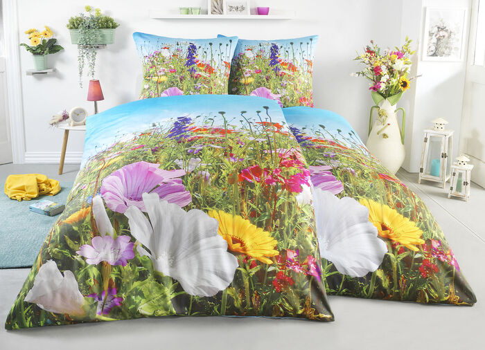 Satin Bettwäsche-Garnitur mit Reissverschluss 