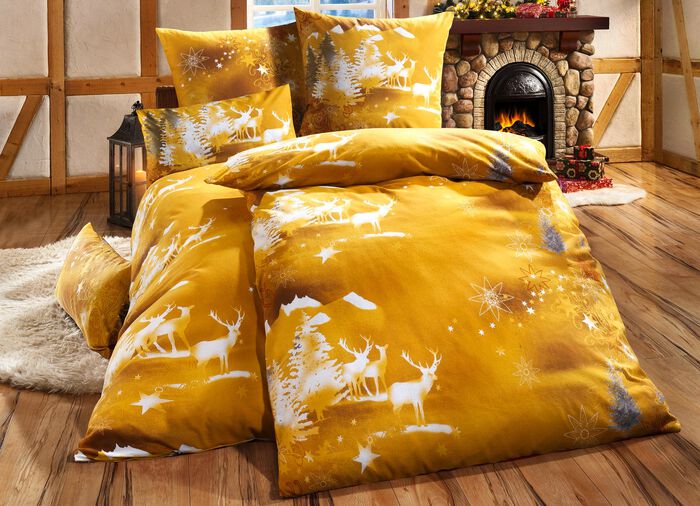 Florella Bettw&auml;sche-Garnitur in Soft-Biber-Qualit&auml;t GOLD