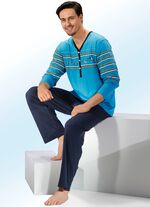 Pyjama mit Knopfleiste und platziertem Druckdessin 