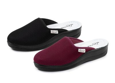 Laurina, Zweierpack, klassische Damen-Hausschuhe, Weite G, aus Mesh-Material 