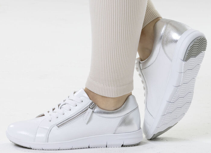 ELENA EDEN, bequeme Damen-Sneaker, Weite G, mit herausnehmbarem Fussbett WEISS-SILBER