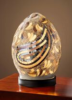 Tischlampe mit Mosaik aus Glasst&uuml;cken WEISS-BLAU