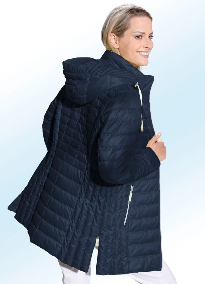 Jacke mit gesmoktem Rand an der abnehmbaren Kapuze NAVY