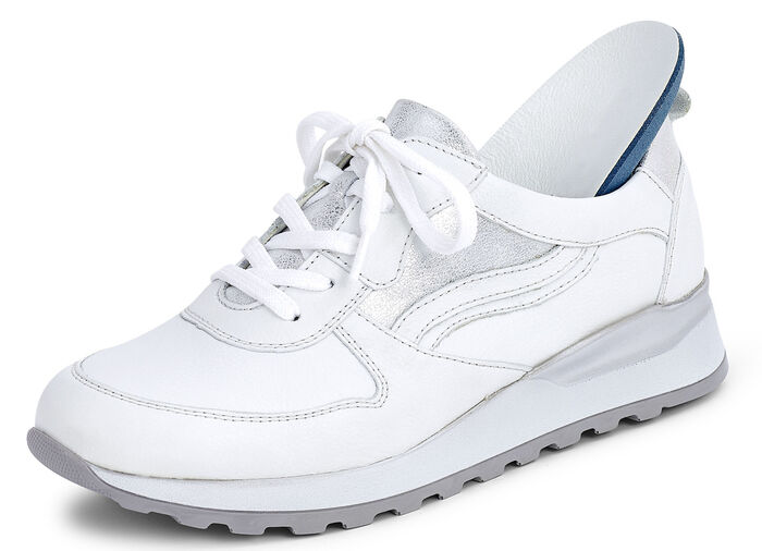 Waldläufer Schnürschuh in modernem Dessin WEISS-SILBER