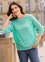 Pullover in transparenter Optik mit Blütenmotiven 