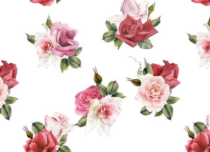 Tagesdecke und Kissenbez&uuml;ge mit Rosen- Motiven BUNT