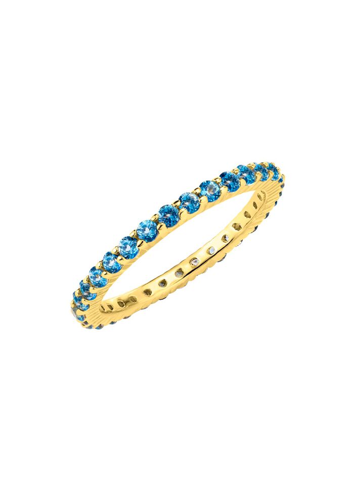 Memoire-Ring aus hochwertigem Gold mit Blautopas 