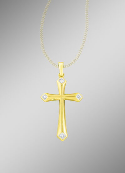 Kreuz-Anhänger mit Diamant 