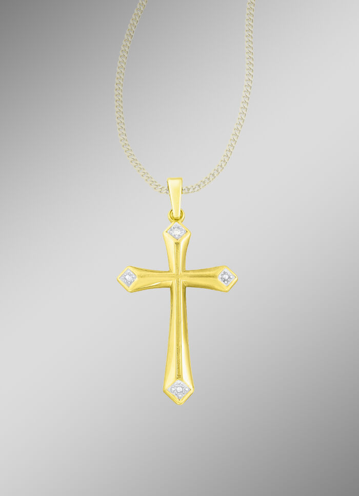 Kreuz-Anhänger mit Diamant 