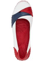 Gemini, klassische Damen-Slipper, Weite G, mit herausnehmbarem Fussbett WEISS-ROT-MARINE