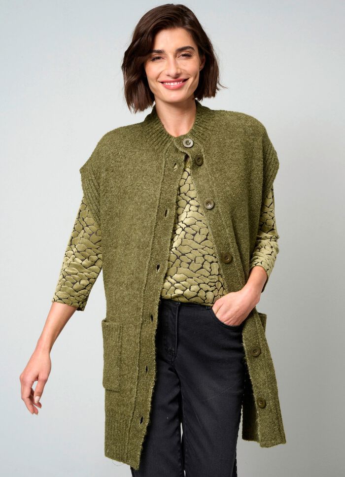 Gilet aus Boucl&eacute;-Melangegarn 