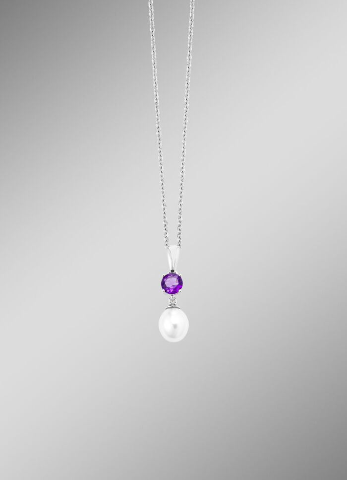 Anhänger mit Süsswasser-Zuchtperle und Amethyst 