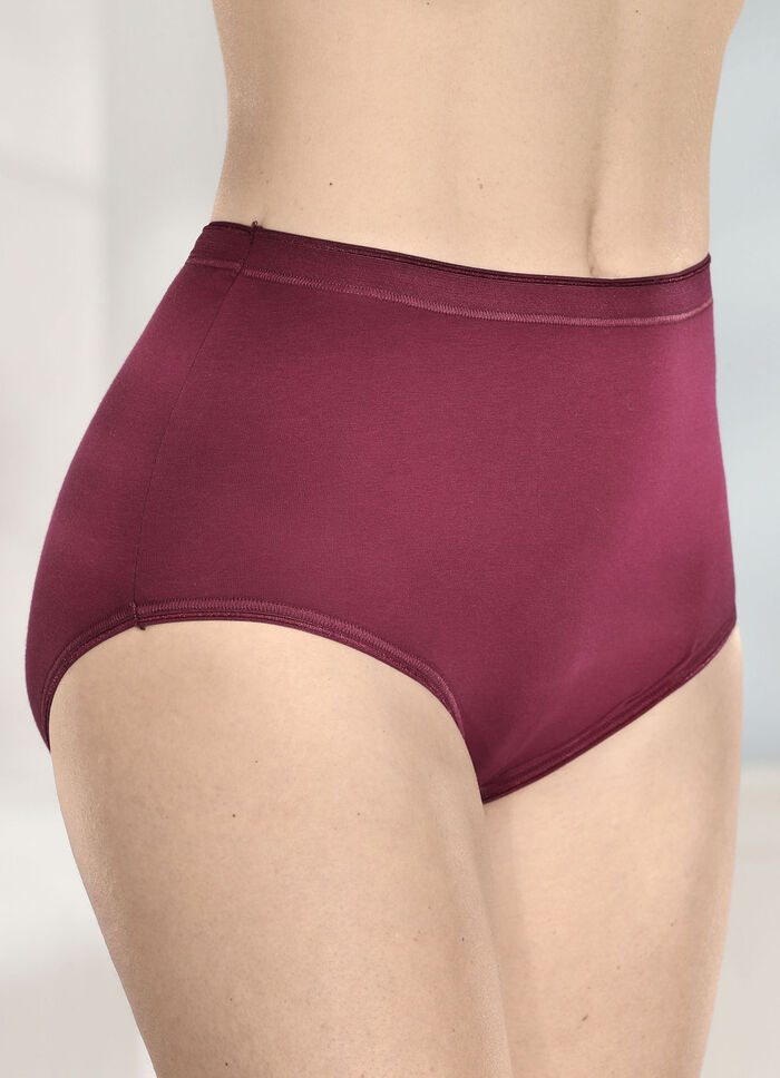 brio lingerie F&uuml;nferpack Slips mit elastischen Abschl&uuml;ssen 3X BORDEAUX, 2X SCHWARZ