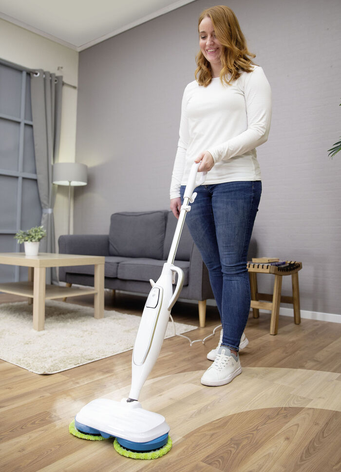 Livington SteamTwister Dampf-Rotationsmopp WEISS