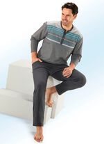 Hajo Klima Komfort Pyjama mit Knopfleiste und garngef&auml;rbtem Ringel 