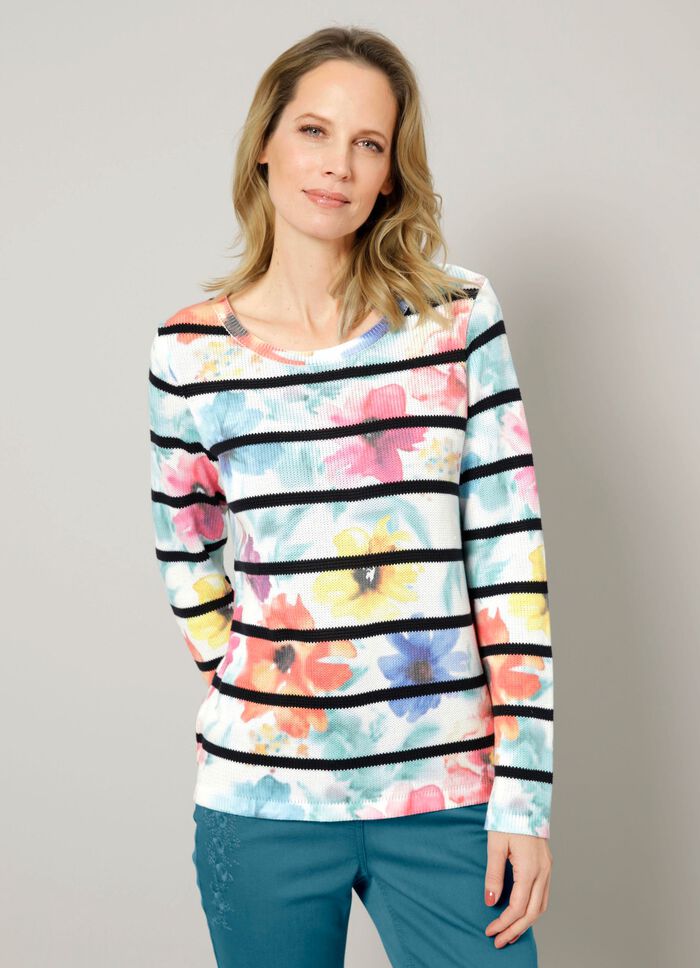 Pullover mit edlem Floraldruck 