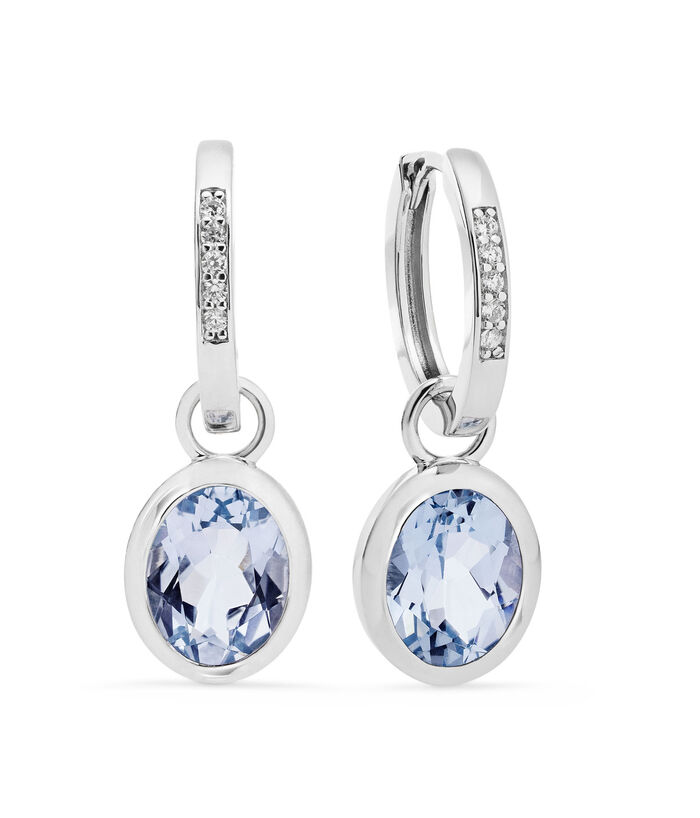 Schicke Ohrringe mit beh. Blautopas und synth. Zirkonia 