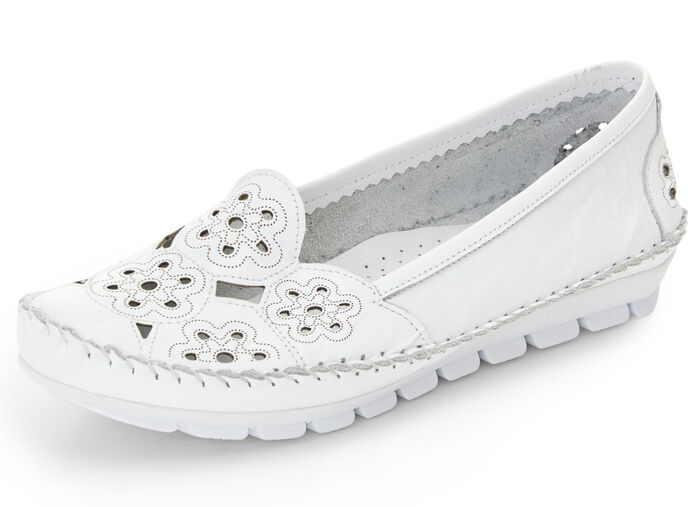 Gemini, leichte Damen-Slipper, Weite G, mit herausnehmbarem Fussbett WEISS