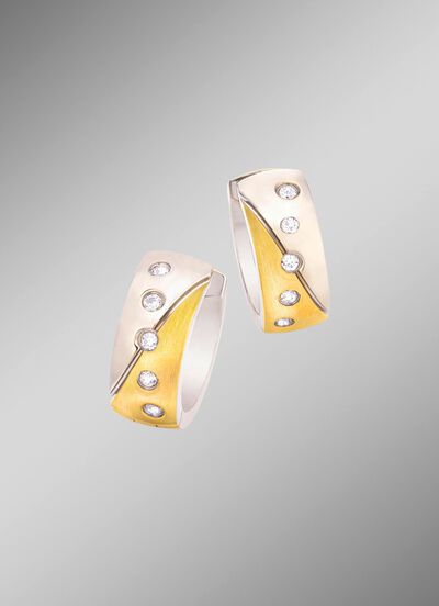 Klappcreolen in Bicolor mit synth. Zirkonia 