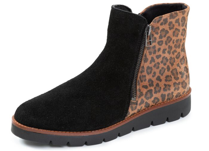 ELENA EDEN, trendige Damen-Stiefeletten, Weite G, mit herausnehmbarem Fussbett SCHWARZ-BRAUN