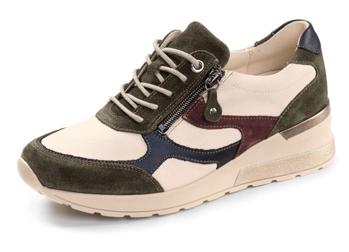 Waldl&auml;ufer, trendige Damen-Sneaker, Weite H, mit herausnehmbarem Fussbett BEIGE-BUNT