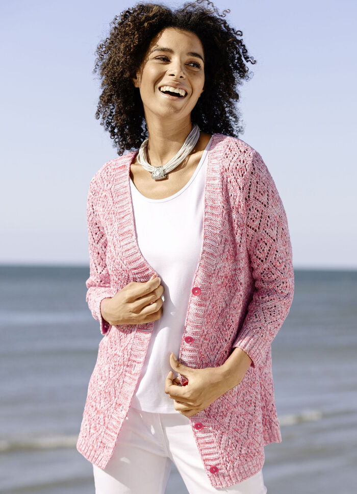 Strickjacke aus Melangegarn HUMMER-WEISS