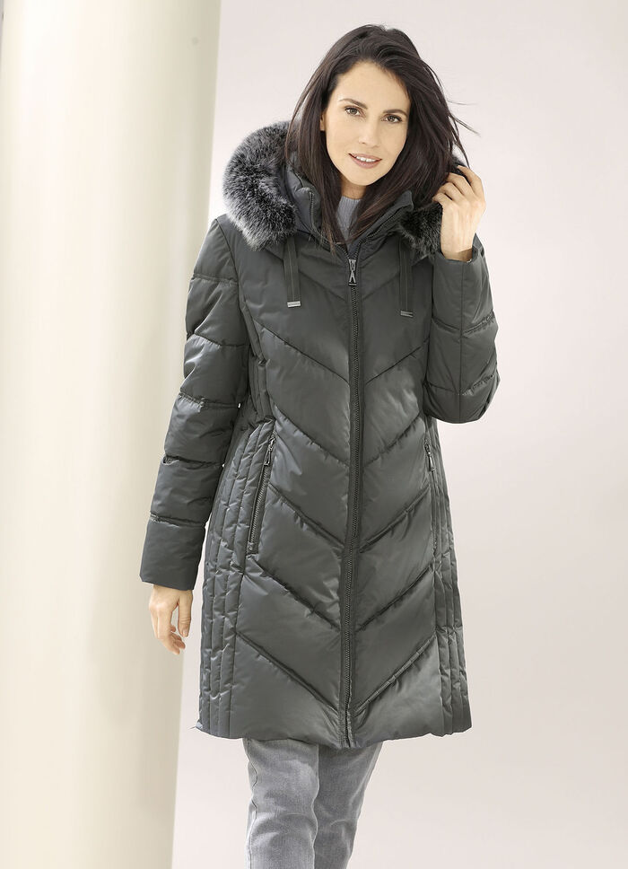 Funktions-Kurzmantel mit fester Kapuze GRAFIT