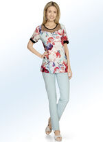 Fantasievolles Longshirt mit effektvoller Tülleinsatz 