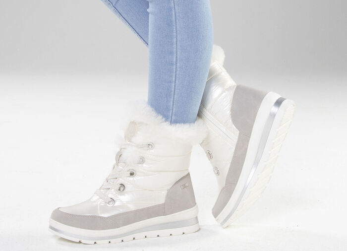 ELENA EDEN, gefütterte Damen-Boots, Winterschuhe, Weite G, mit herausnehmbarem Fussbett PERLWEISS-GRAU