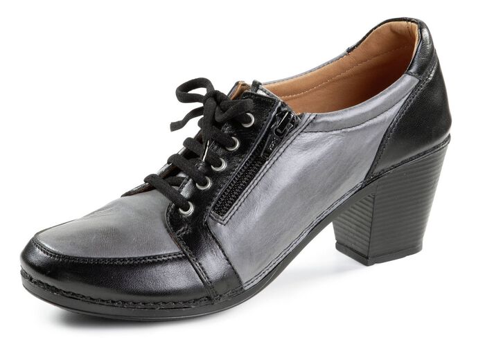 Gemini Schn&uuml;r-Trotteur aus teilweise schattiertem Nappaleder GRAU-SCHWARZ