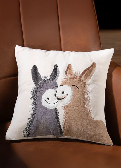 Kissenbezug mit Pl&uuml;sch-Applikation 