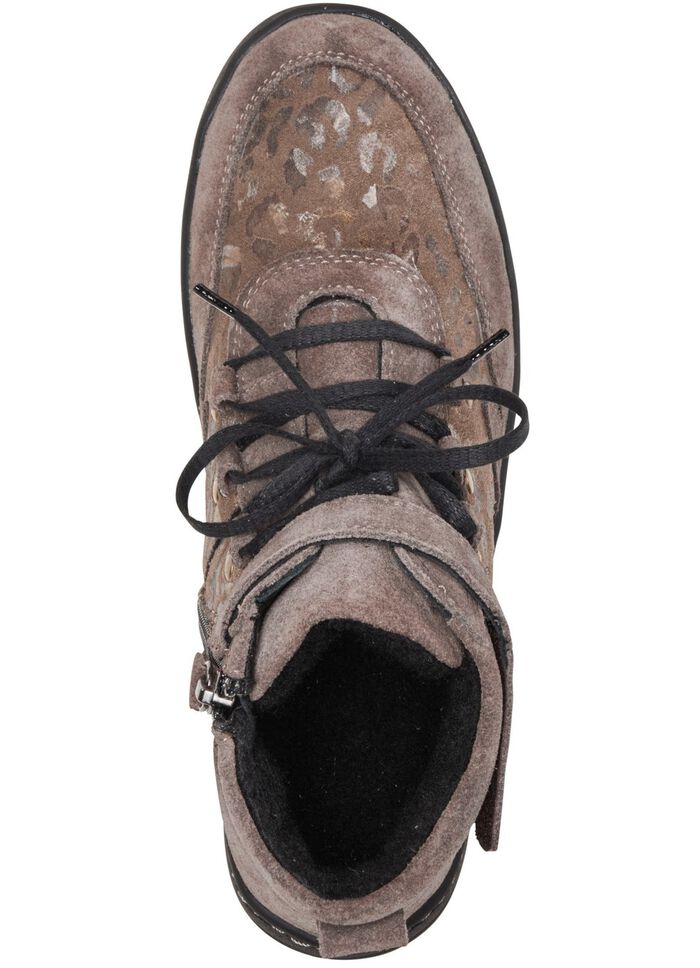 ELENA EDEN Schn&uuml;r-Bootie aus Veloursleder TAUPE