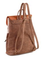 Rucksack mit &Uuml;berschlag und Drehschloss BRAUN-BEIGE