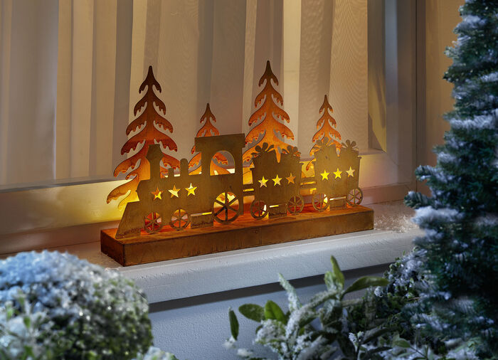 LED-Silhouette &laquo;Weihnachtszug&raquo; aus Metall 