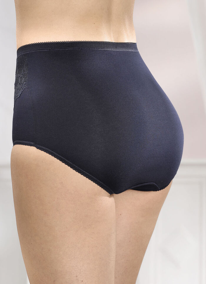 Dreierpack Slips mit elastischen Spitzenbesätzen 