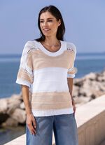 Pulli aus reiner Baumwolle BEIGE-WEISS