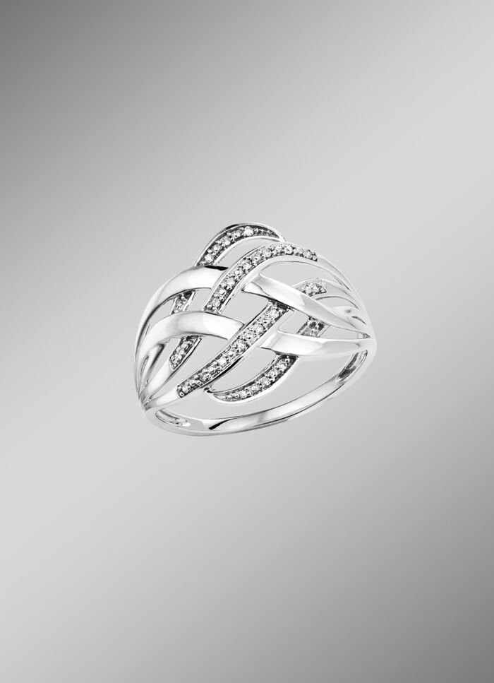 Durchbrochener Damenring mit 19 Diamanten 