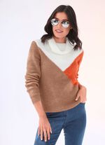 Pullover in superflauschiger Qualit&auml;t CAMEL-ORANGE-WOLLWEISS