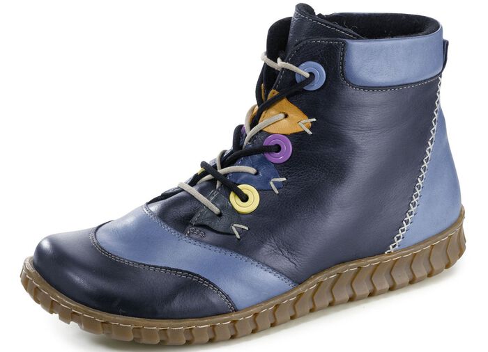 Gemini Schn&uuml;r-Bootie mit pfiffigen Bes&auml;tzen BLAU-BUNT