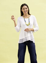 Shirt-Tunika mit Stufen-Volants ECRU