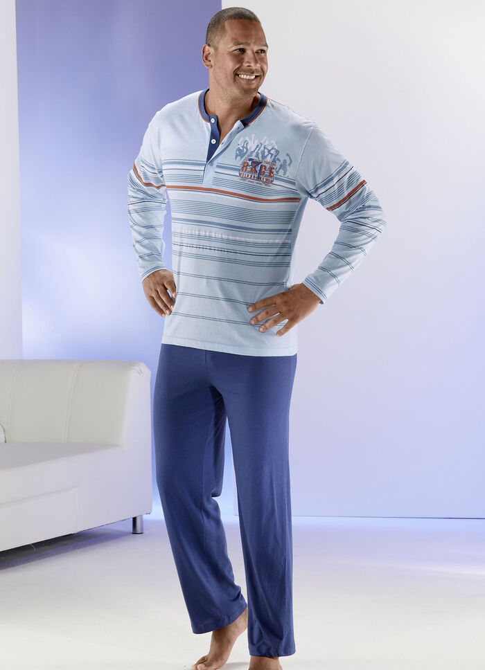 Pyjama mit Knopfleiste und Ringeldessin 