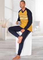 Pyjama mit V-Ausschnitt und platziertem Druckdessin 