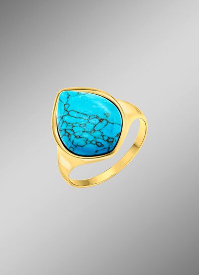 Vergoldeter Damenring mit T&uuml;rkis 