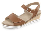 ELENA EDEN, bequeme Damen-Sandaletten, Weite H, mit herausnehmbarem Fussbett COGNAC