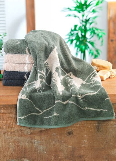 Frottier-Serie mit eingewebtem Bergpanorama 